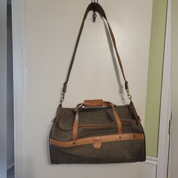 Vintage Hartmann Leather & Tweed Duffel Travel Bag 20” Carry-On Luggage - Picture 3 of 13